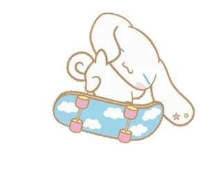 ⭐ Cinnamoroll Cinnamoroll, Sanrio, cute, kawaii, clouds, skateboarding telegram sticker