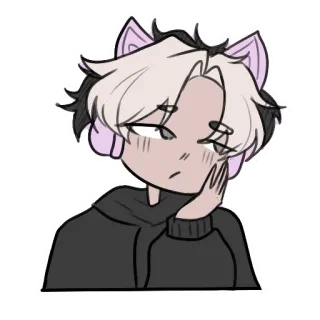 😩 Anime, Orejas de gato, Personaje, Auriculares, Sudadera con capucha, Sticker whatsapp sticker