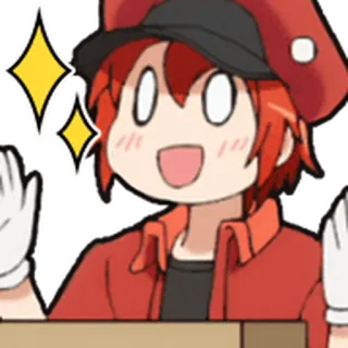 🩸 Red Blood Cell Cells at Work! Anime, Cells at Work, Rote Blutzelle, Kawaii, Süß, Funkelnd, Cartoon whatsapp sticker