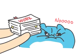 🚫 WORK Noooooo trabalho, stress, desenho, gato, papéis, não telegram sticker