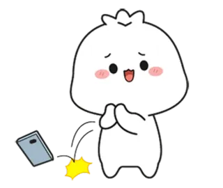 🌟 мультфильм, персонаж, белый, кидает телефон, телефон, милый telegram sticker
