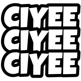 ❤️ CIYEE CIYEE CIYEE texte, blanc, fond noir telegram sticker