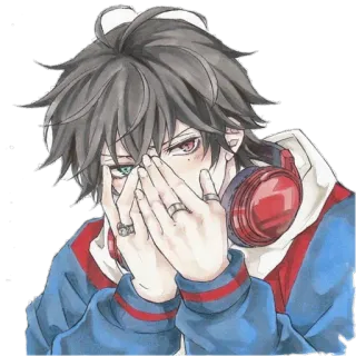 🙈 аниме, парень, наушники, милый, манга whatsapp sticker