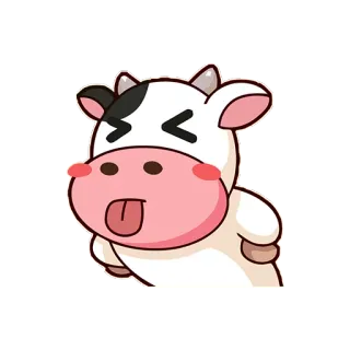 😜 krowa, zwierzę, kreskówka, słodki, naklejka, emoji telegram sticker