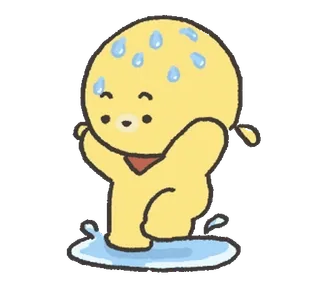 🐶 cute, sweat, cartoon, yellow, water whatsapp sticker