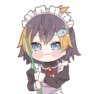 🐧 Empregada, Anime, Fofo, Chibi, Kawaii, Limpeza telegram sticker