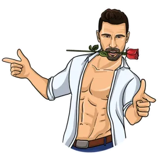 🌹 pria, tanpa baju, mawar, menggoda, kartun telegram sticker