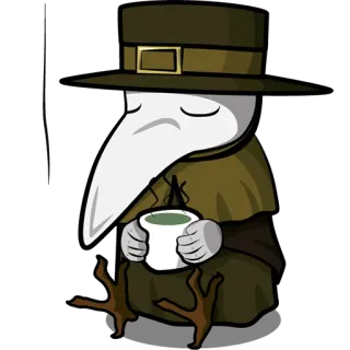 😔 médecin de peste, médecine, oiseau, thé, fantaisie telegram sticker