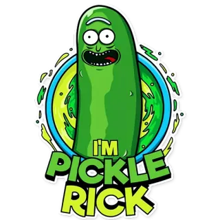 😃 Pickle Rick Rick and Morty I'M PICKLE RICK pickle rick, rick and morty, lucu, kartun telegram sticker