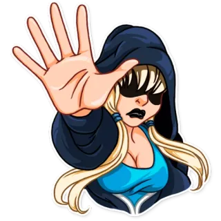 🖐 cartoon, woman, hoodie, character, blonde, hand gesture telegram sticker