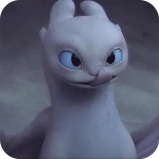 😝 Light Fury How to Train Your Dragon: The Hidden World дракон, милый, мультяшный, белый, смешной whatsapp sticker