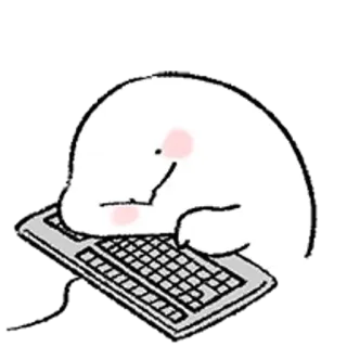 🥱 carino, tastiera, cartone animato, blob, digitando, computer, kawaii telegram sticker
