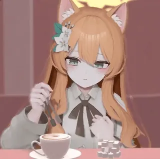 😋 anime girl, cat ears, coffee, cute, kawaii whatsapp sticker