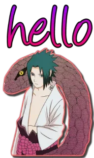 ✋ Sasuke Naruto hello Sasuke, Naruto, Anime, Wąż, Cześć, Powitanie, Kreskówka telegram sticker