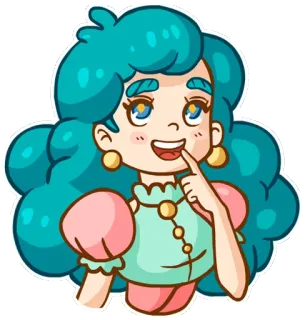 🤔 dessin animé, fille, portrait, autocollant, personnage, illustration telegram sticker