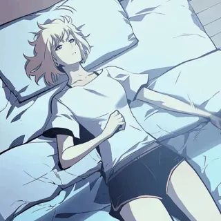 🕯 phụ nữ, anime, cô gái, giường, nằm, hoạt hình telegram sticker