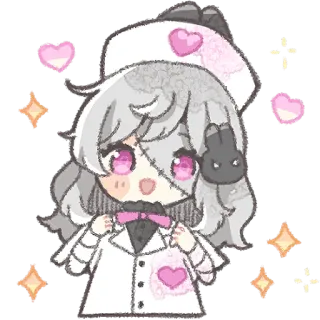 🥹 anime, lindo, rosa, enfermera, chibi, kawaii, corazón, arte digital telegram sticker