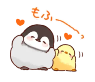 😉 もふ Pinguin, Küken, süß, kawaii, Herz, Tier, Vogel whatsapp sticker