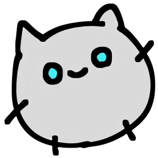 👻 แมว, การ์ตูน, สติกเกอร์, น่ารัก, สัตว์, สีเทา, ตา, มินิมอล telegram sticker