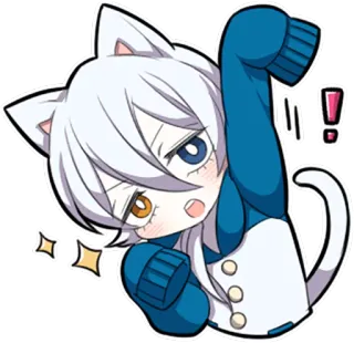 ✊ kot, anime, kawaii, słodki, chibi, manga telegram sticker