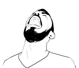 😩 man, beard, open mouth, emotion, face, meme telegram sticker