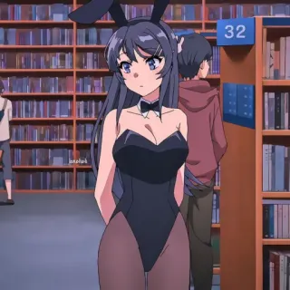 🐰 Mai Sakurajima Rascal Does Not Dream of Bunny Girl Senpai Anime, Bunny Girl, Mai, Sakurajima, mignon, bibliothèque telegram sticker