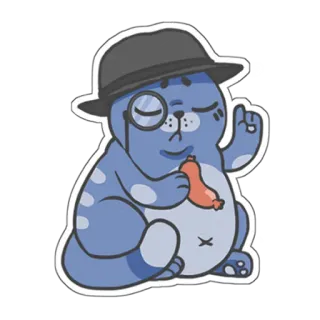 ☝ Dibujo animado, Animal, Sombrero, Monóculo, Salchicha, Lindo, Divertido whatsapp sticker