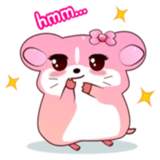 🤔 hamster, animal, cute, kawaii, pink, cartoon, sticker telegram sticker