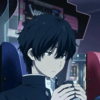 🎐 Houtarou Oreki Hyouka anime, hyouka, houtarou oreki, character, student, pensive telegram sticker