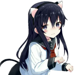 😺 Аниме, Девушка, Кошачьи ушки, Милый, Каваий telegram sticker
