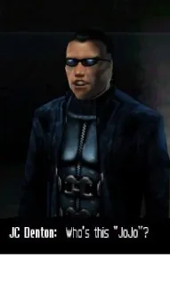 👱 JC Denton JC Denton: Who's this "JoJo"? jc denton, deus ex, siapa jojo ini, karakter video game telegram sticker
