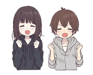 👏 Аниме, Пара, Болеют, Счастливый, Успех telegram sticker