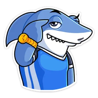 🤔 акула, мультфильм, животное, бейсбол, спорт whatsapp sticker