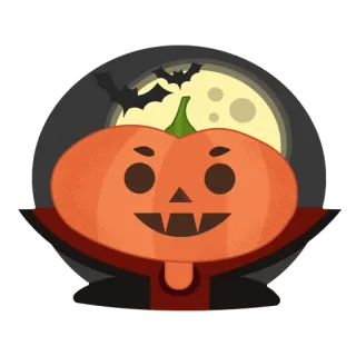 😈 Halloween, zucca, vampiro, pipistrello, luna, spaventoso, cartone animato, vacanza telegram sticker