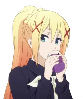 ☕️ Darkness Konosuba Anime, Feminino, Bebendo, Cabelo Loiro, Konosuba, Darkness telegram sticker