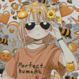 🖤 Perfect human Honey fille anime, mignon, miel, kawaii, humain parfait, autocollant, emoji telegram sticker