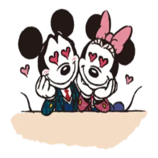 💑 Mickey Mouse dessin animé, souris, Mickey, Minnie, Disney, amour, coeurs, couple telegram sticker