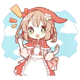 👋 Anime, Chibi, Desenho animado, Menina, Fofo, Ilustração telegram sticker