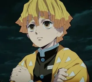 🧡 Zenitsu Agatsuma Demon Slayer Anime, Demon Slayer, Zenitsu, Cabelo Amarelo, Desenho Animado telegram sticker
