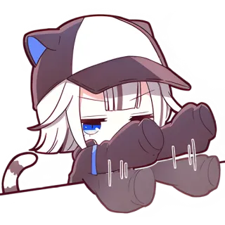 😬 cô gái anime, tai mèo, hoạt hình, nhãn dán telegram sticker