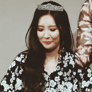 🏹 mujer, corona, tiara, floral, pelo negro telegram sticker