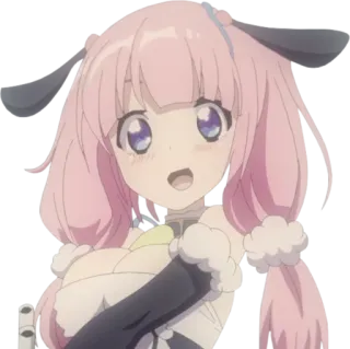 😳 Anime, Chica, Kawaii, Lindo, Pelo rosa, Dibujos animados telegram sticker