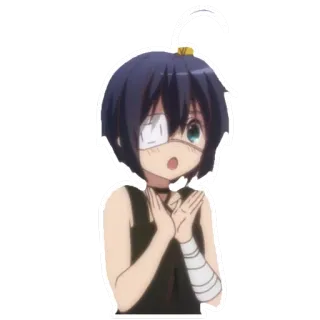 🙏 Rikka Takanashi Love, Chunibyo & Other Delusions Аниме, Мультфильм, Рикка Таканаши, Chuunibyou, Перевязанный, Повязка на глаз whatsapp sticker