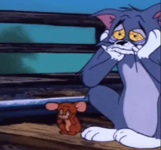 😪 Tom Cat Tom and Jerry грустный, мультфильм, кошка, мышь, Джерри whatsapp sticker