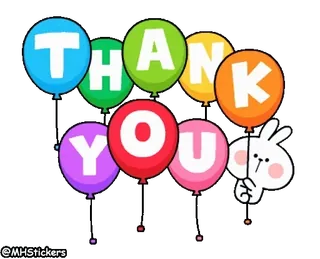 🙏 THANK YOU 감사합니다, 풍선, 귀여운, 축하, 인사 telegram sticker
