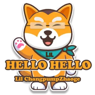 👋 HELLO HELLO Lil ChangpumpZhao hond, schattig, cartoon, groet, hallo, Lil Changpump Zhao telegram sticker