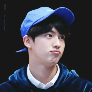 🐹 Jin K-Pop, Sänger, männlich, blau, Hut, asiatisch, Person telegram sticker