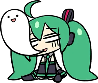 😩 Hatsune Miku вокалоид, аниме, милый, чиби, музыка, кавай telegram sticker