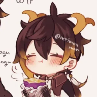 🍂 Zhongli Genshin Impact WTP 종려, 원신, 귀여운, SD, 애니 telegram sticker