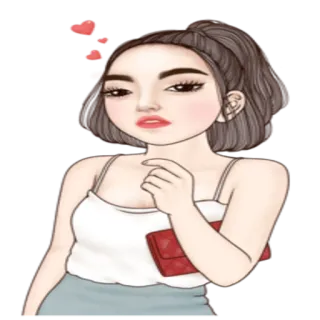 💄 mulher, desenho animado, corações, vestido, menina whatsapp sticker